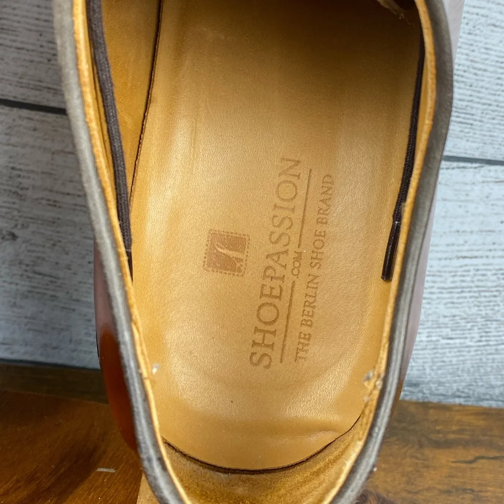 Shoepassion The Berlin Shoe Brand Brown Polished Leather Derby 5551 Men Size 10